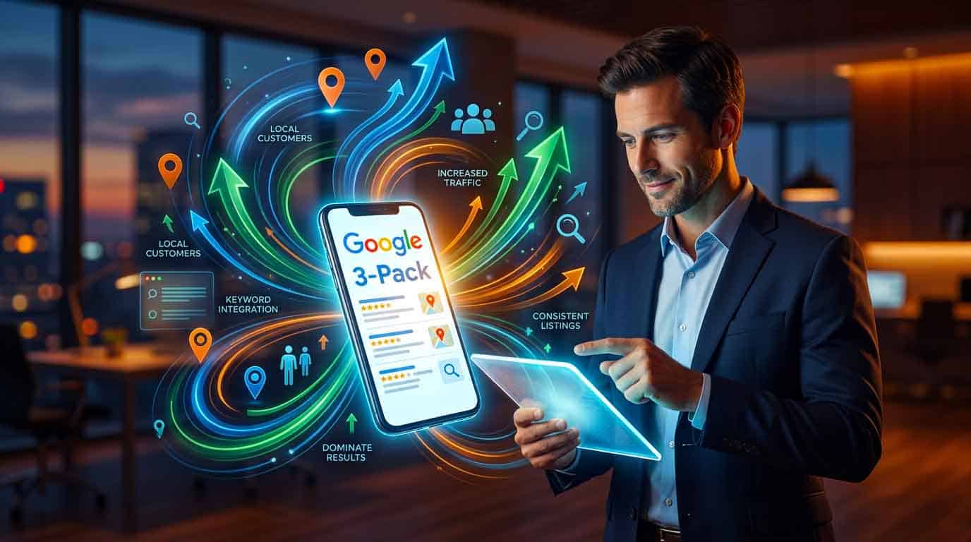 Businessman analyzing digital marketing and SEO growth strategies on tablet.
